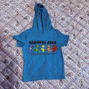 Grateful Dead Dancing Bears Hooded T-Shirt Blue Kids 12M Short Sleeve Hoodie